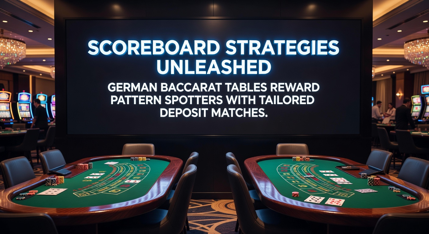 Scoreboard eines Baccarat-Tisches mit markierten Mustern und Strategie-Notizen in einem deutschen Online-Casino