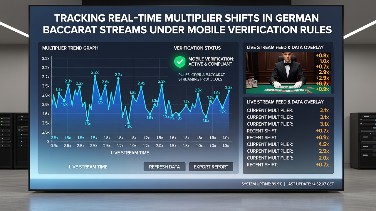 Mobile Verifizierungsschnittstelle mit Live-Baccarat-Stream und Multiplikator-Tracking