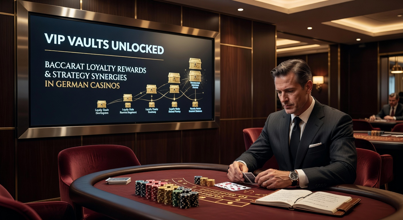 Strategie-Tafel mit Baccarat-Karten und VIP-Loyalitäts-Symbolen in einem modernen deutschen Online-Casino