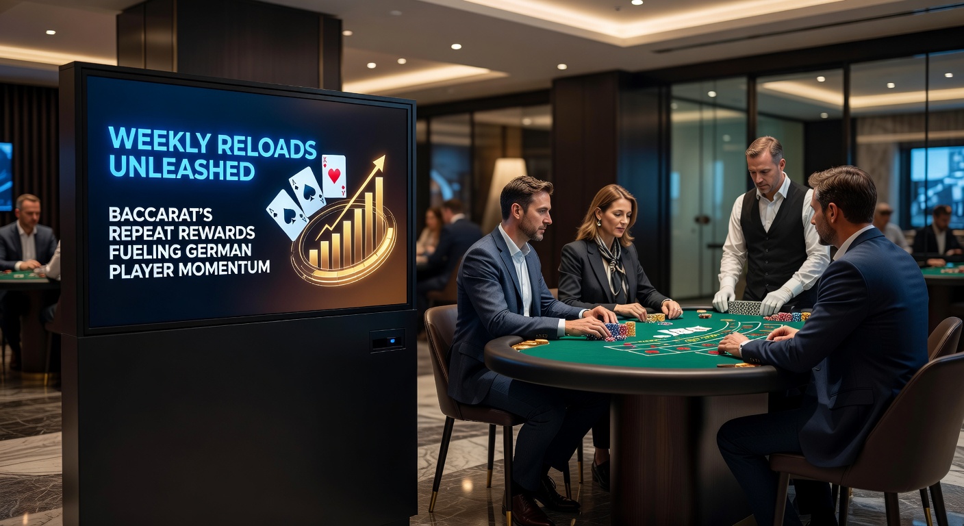 Grafik mit wöchentlichen Reload-Trends in deutschen Baccarat-Casinos, inklusive Balkendiagrammen zu Einzahlungen und Spielzeit